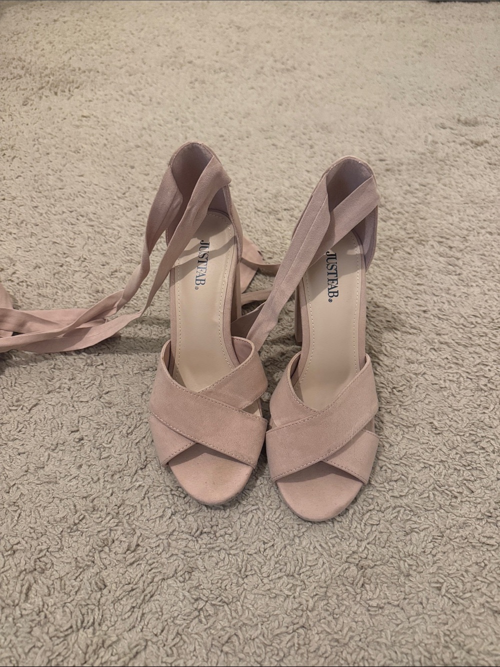JustFab Dusty Pink Suede Wrap-Heel